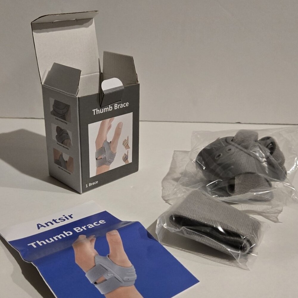 Thumb Brace for Joint Pain. ( Left Hand, Size: M, Gray )